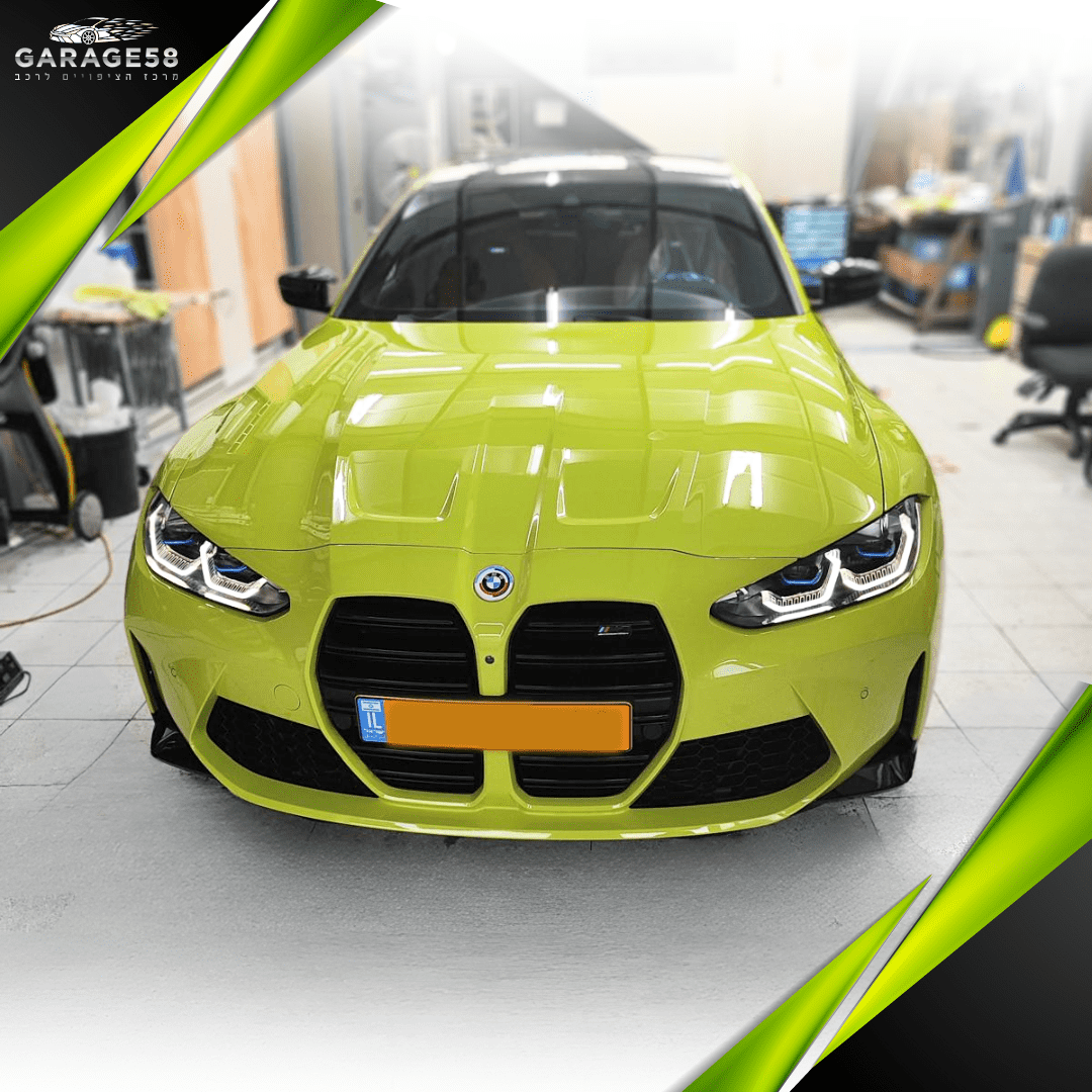 רכב מטורף בצבע מדליק עם מדבקת Ppf שקוף להגנת הרכב